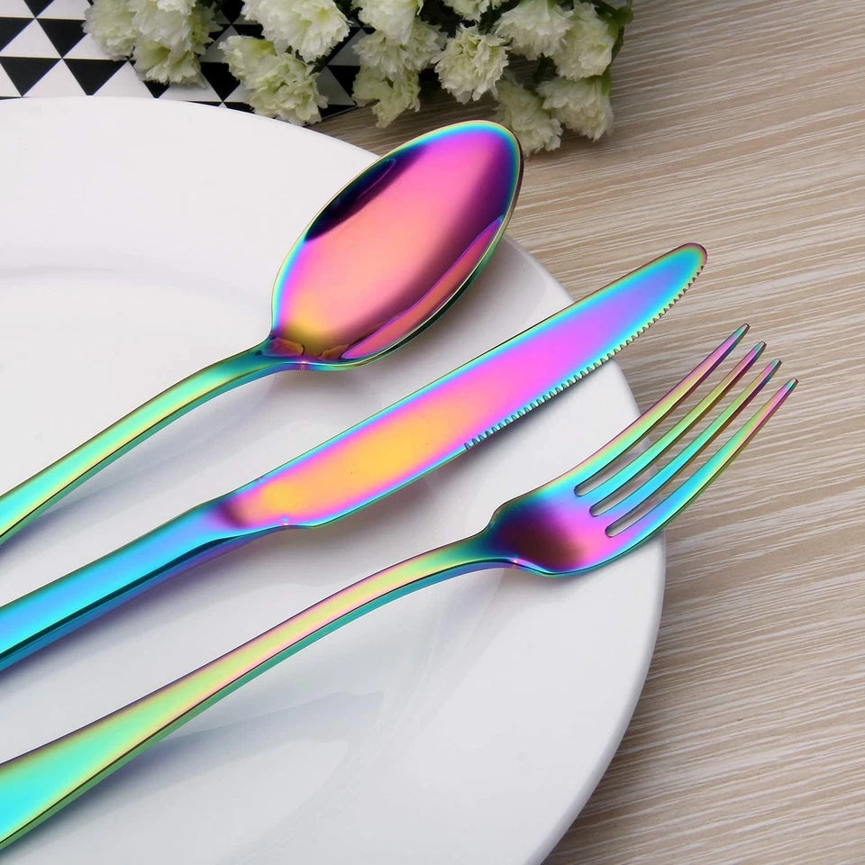 Stainless Steel Flatware Set Colorful Kitchen Utensils