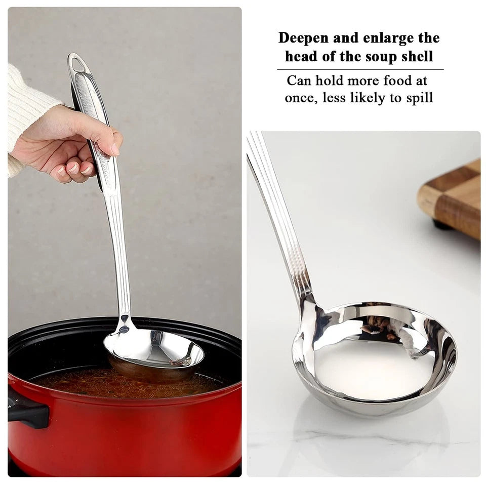 Stainless Steel Kitchen Utensils 6 PCS Spatula Skimmer Ladle Spoon Fork Set
