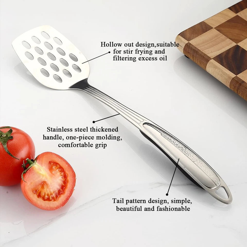 Stainless Steel Kitchen Utensils 6 PCS Spatula Skimmer Ladle Spoon Fork Set